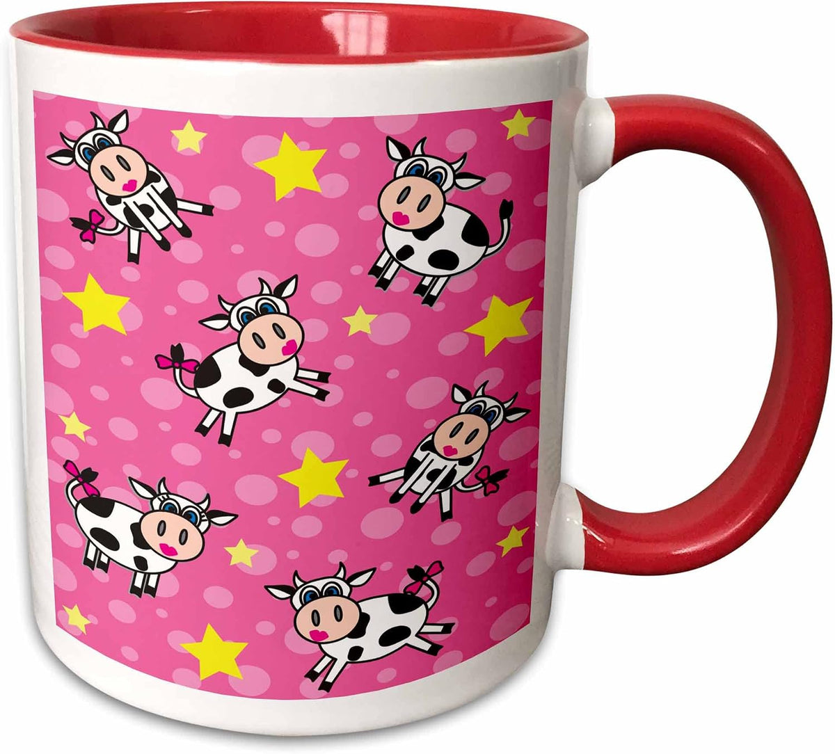 Happy Cow Girl Print Pink Designs Farm Animals Ceramic Mug
