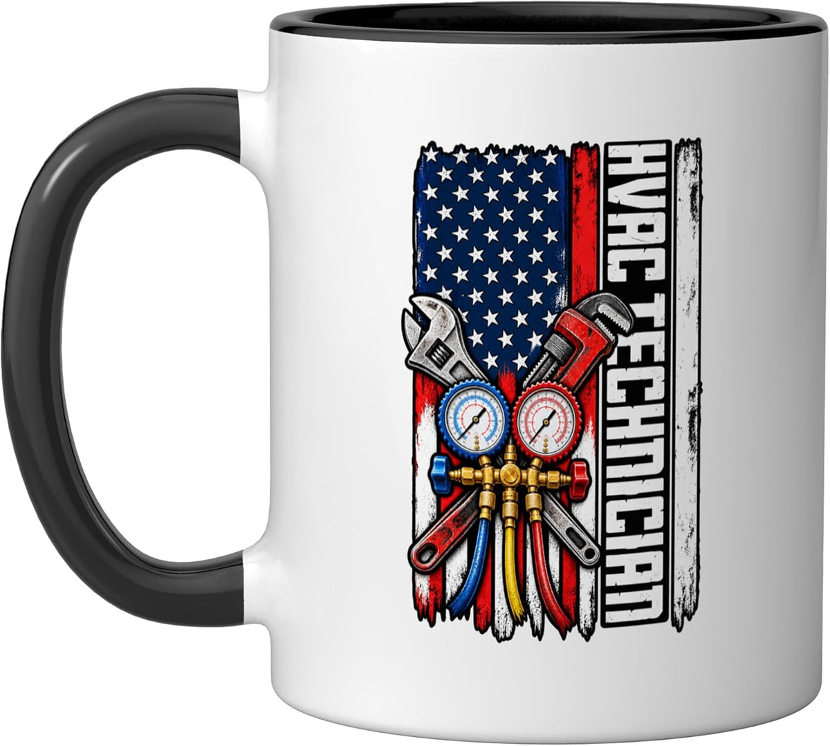 Hvac Technician American Flag Heating Cooling Ceramic Mug