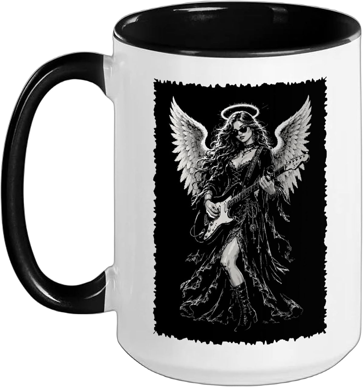 Gothic Rock Angel Guitarist Music Lover Design Halloween Ceramic Mug