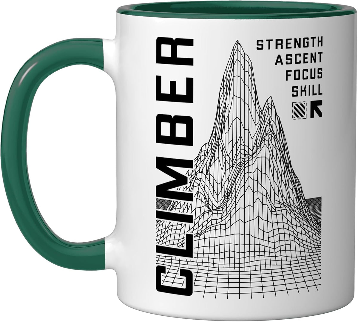 Rock Climbing Climber Mountain Peak Computer Wireframe Ceramic Mug