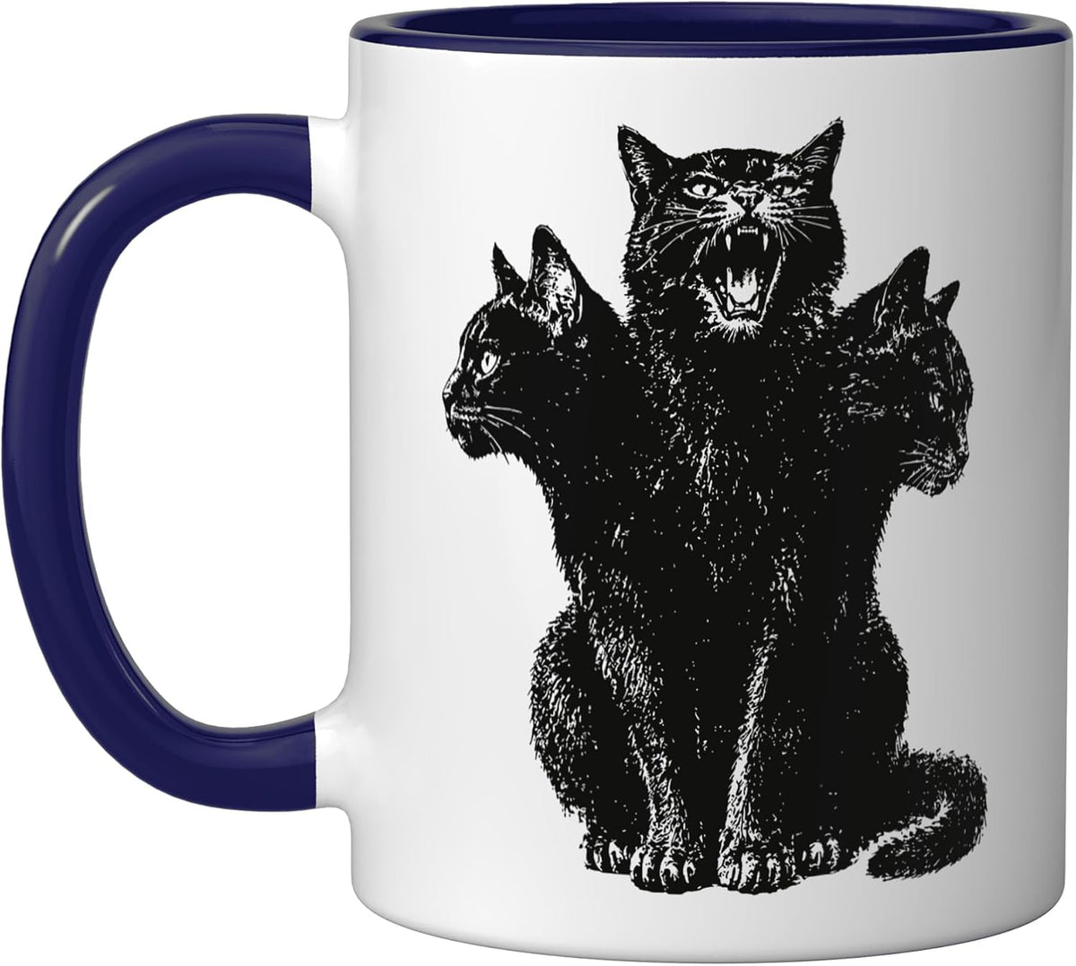 Vintage Grunge 90s Halloween Cat Goth Horror 3 Headed Cat Ceramic Mug