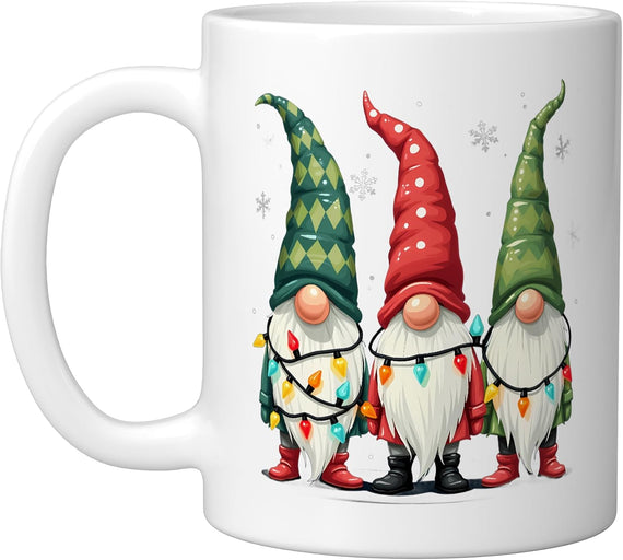 Christmas Gnomes with Festive Lights Winter Wonderland Ceramic Mug