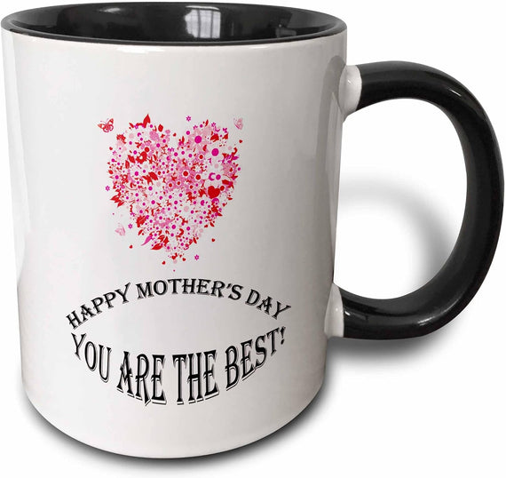 Happy Mothers Day. Pink. Flowers, Heart Ceramic Mug