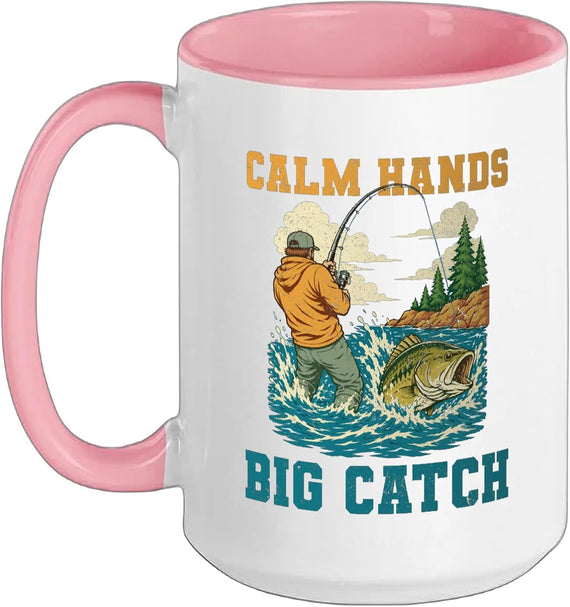Fishing Angler Catch Bass Lake River Retro Vintage Fisher Ceramic Mug