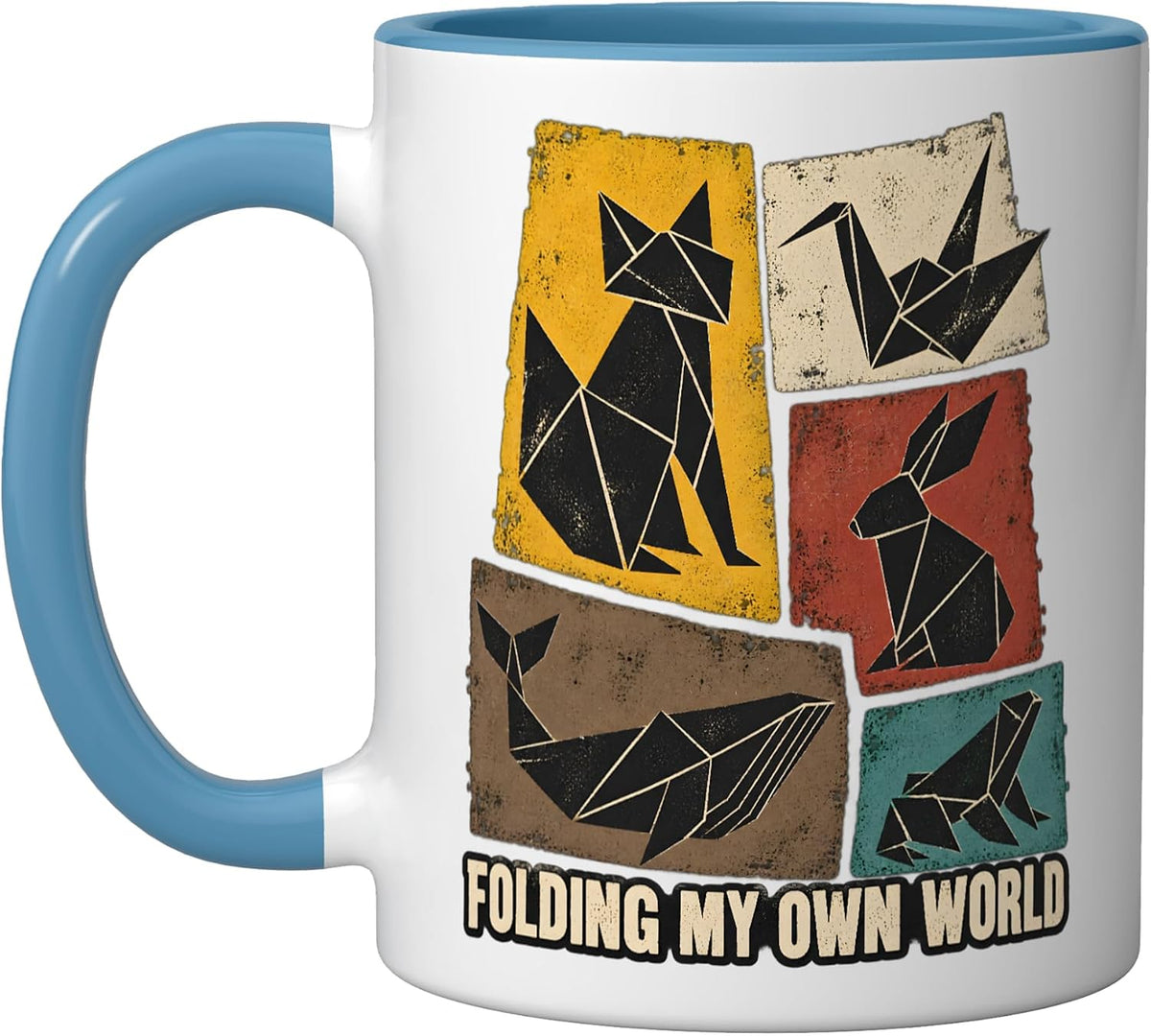 Folding My Own World Origami Animals Geometric Ceramic Mug