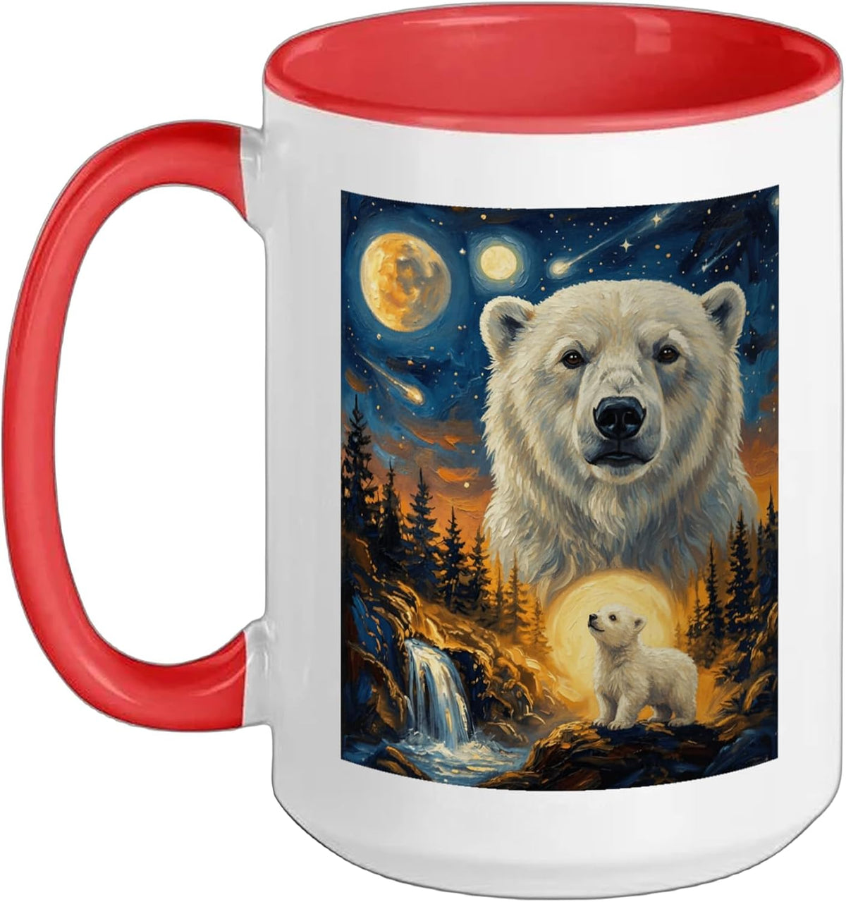 Polar Bear Howling To The Moon Ceramic Mug