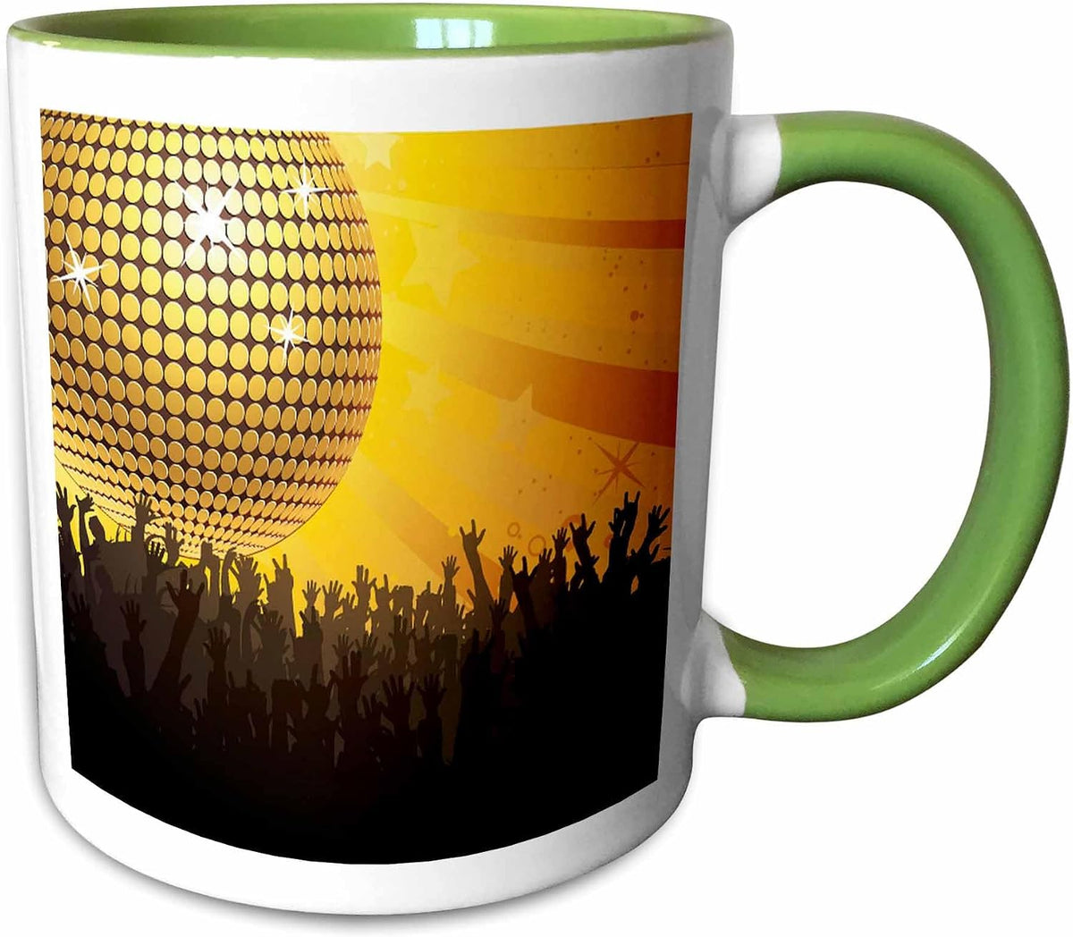 Pretty Gold Disco Ball With Hands Ceramic Mug