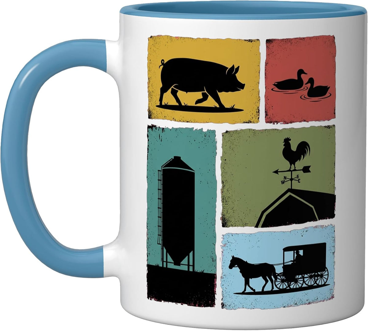 Vintage Farm Animals Barn Silo Rooster Ceramic Mug