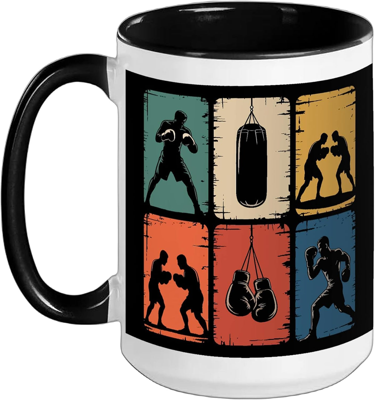 Retro Boxing Fighter Punching Bag Gym Gifts Kids Boys Men Ceramic Mug