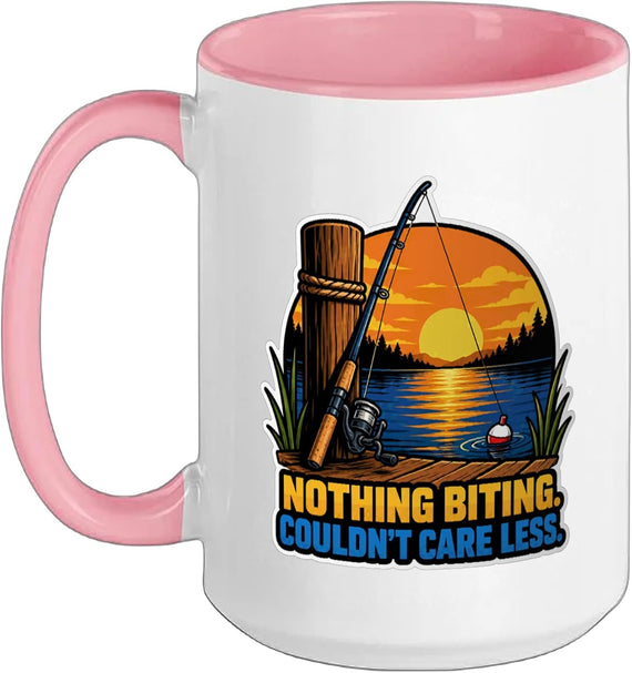 Fishing Sunset Rod Reel Bobber Lakeside Scene Ceramic Mug