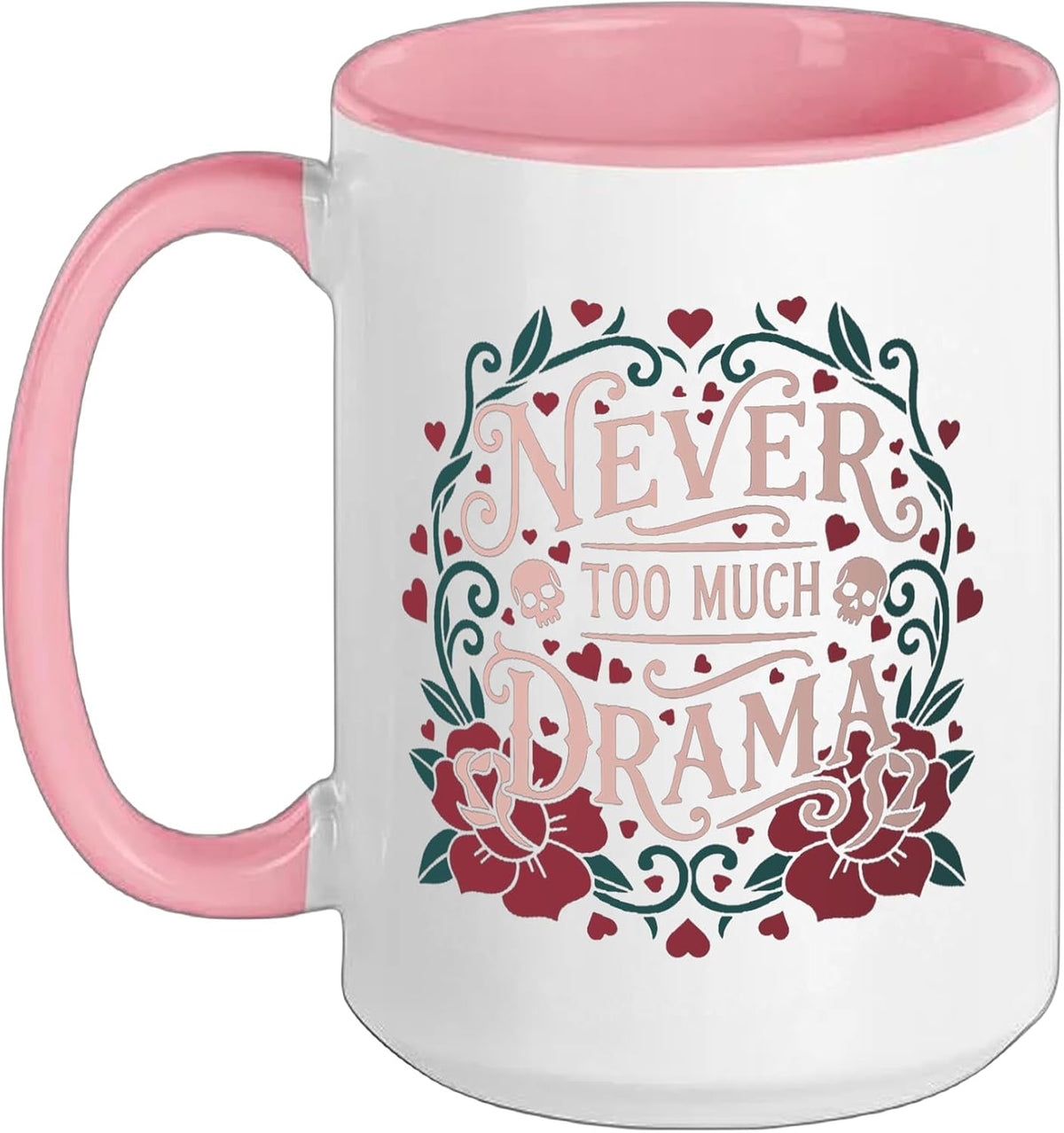 Embrace Drama Skull Rose Aesthetic Halloween Ceramic Mug