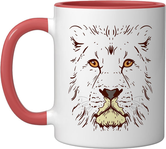Hand Drawn Lion Face Animal Ceramic Mug