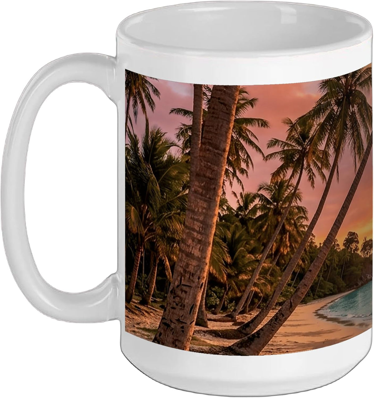 Tropical Beach Sunset Palm Coast Landscape Photography Ceramic Mug