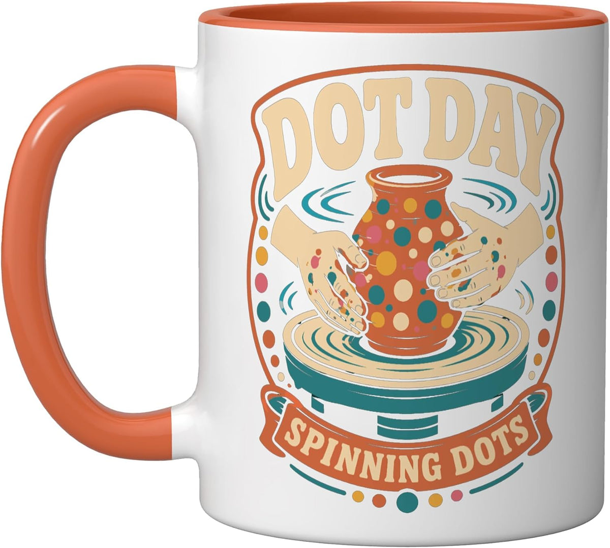 Spinning Dots Colorful Pottery Wheel Artist Dot Day Ceramic Mug