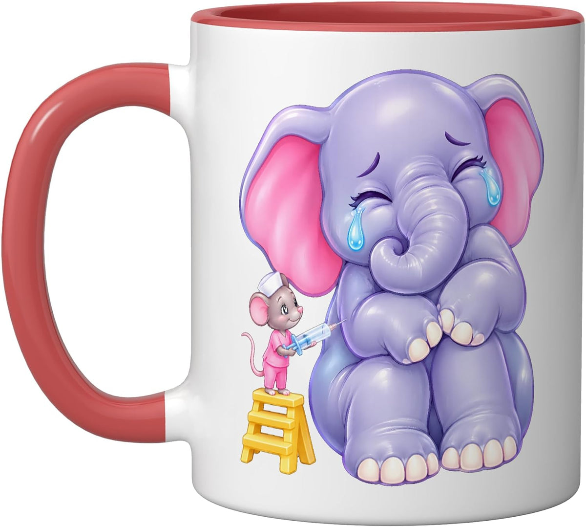Cute Crying Elephant Gets Shot Nurse Mouse Ceramic Mug