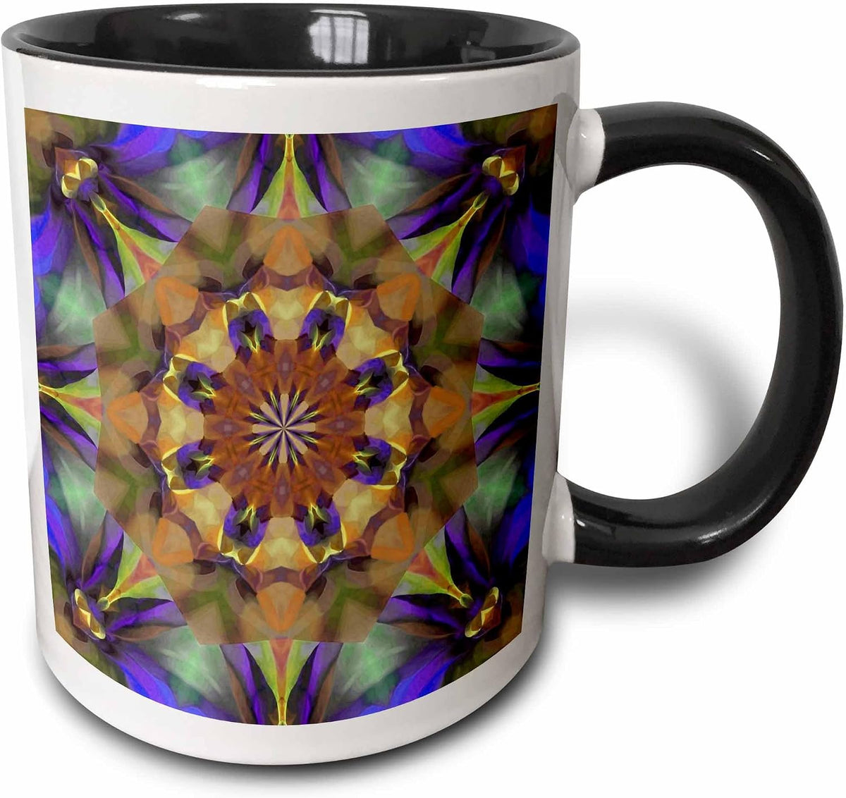 Multicolored Multi-Layered Radial Pattern Ceramic Mug