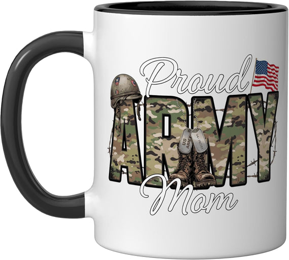 Proud Army Mom Patriotic Military Family Camo Graphic Ceramic Mug