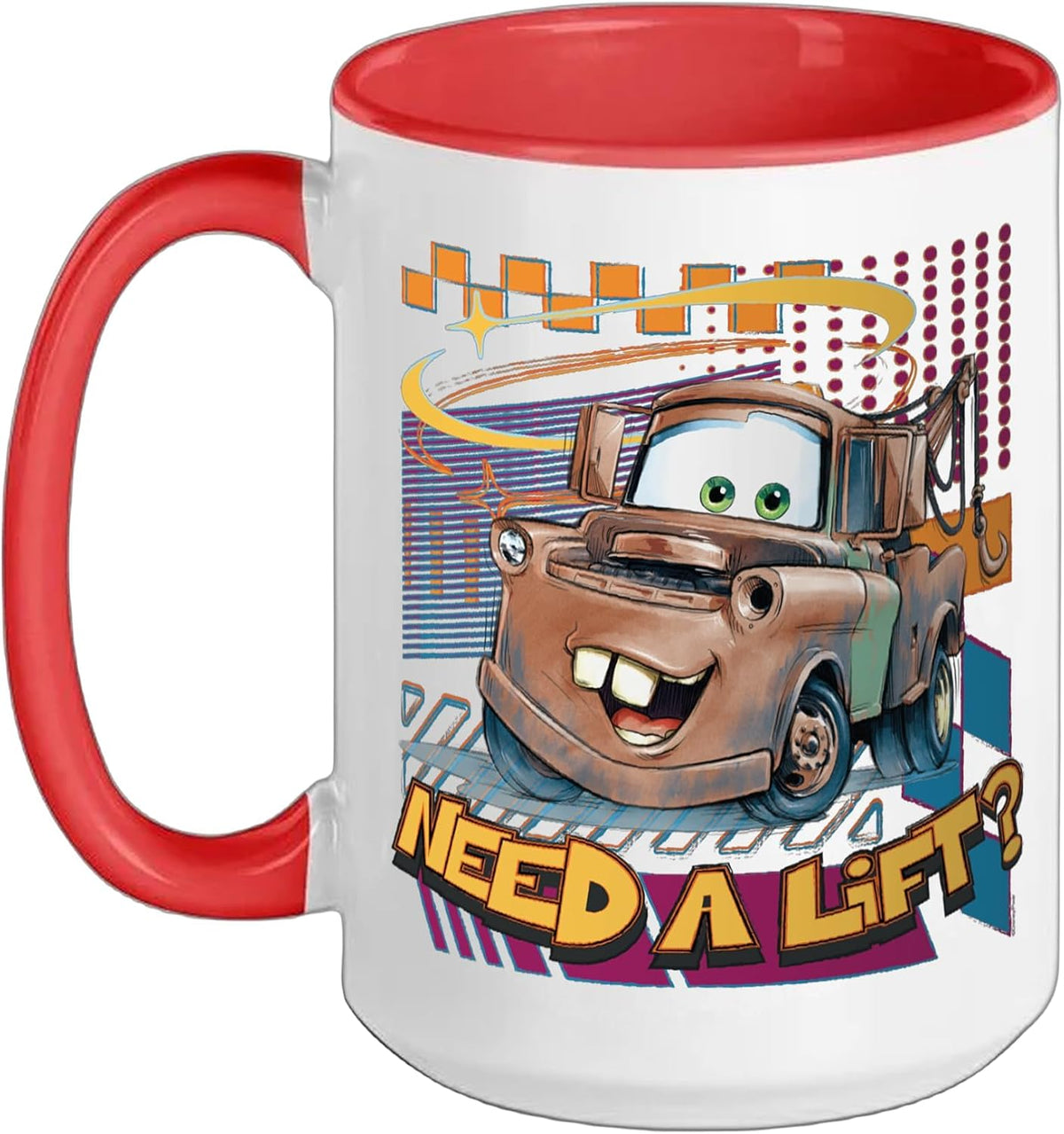 Disney And Pixar's Cars Mater Tow Truck Need A Lift? Art Ceramic Mug