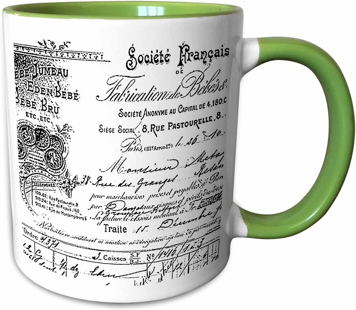B&W French Script Typography Vintage Ceramic Mug