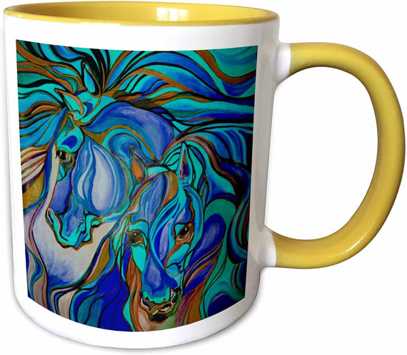 Wild Horses In Brown And Teal Ceramic Mug
