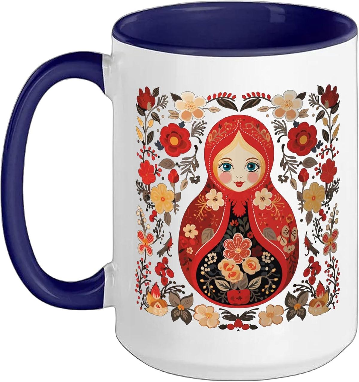 Art Floral Russian Culture Russian Khokhloma Ceramic Mug