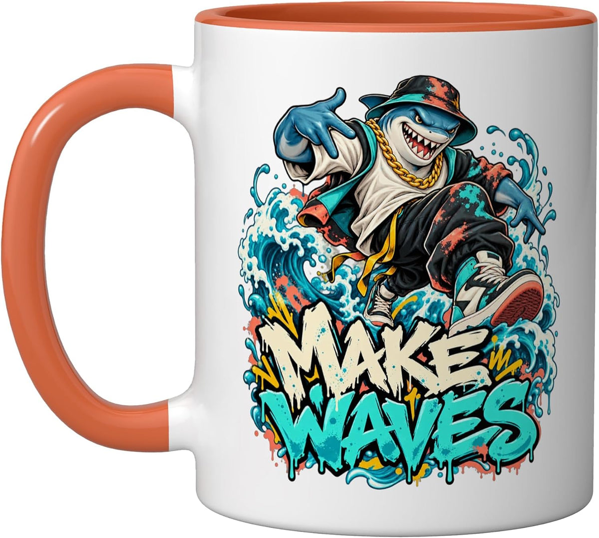 Urban Hip Hop Shark Make Waves Ocean Streetwear Style Ceramic Mug