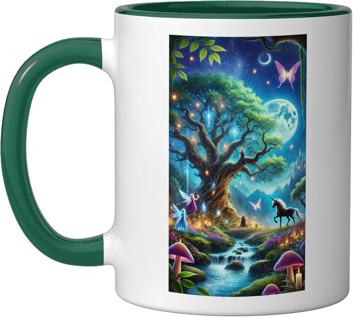Magical Fantasy Enchanted Forest Unicorn Fairy Moon Art Ceramic Mug