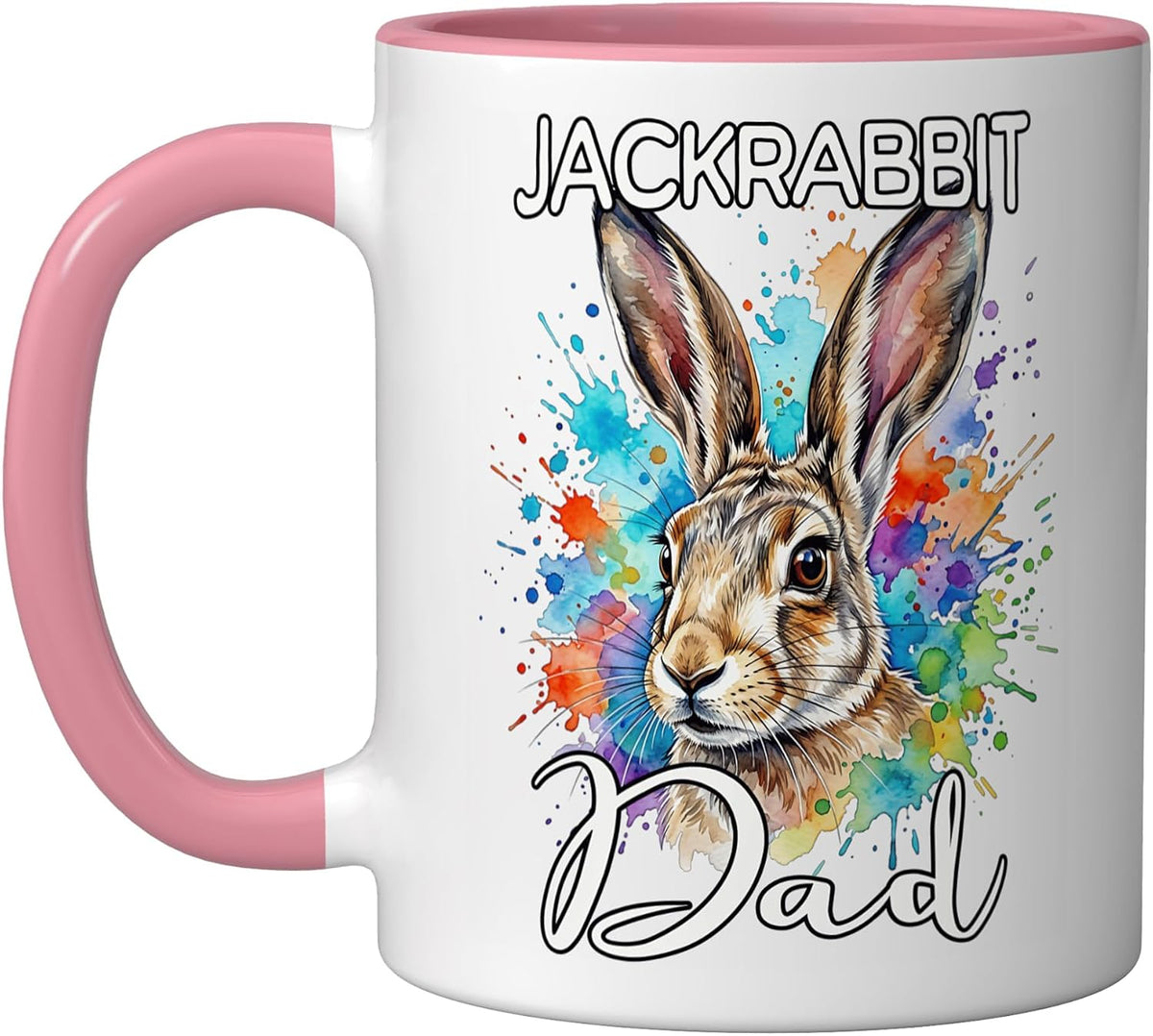 Jackrabbit Dad Watercolor Splash Bunny Art Ceramic Mug