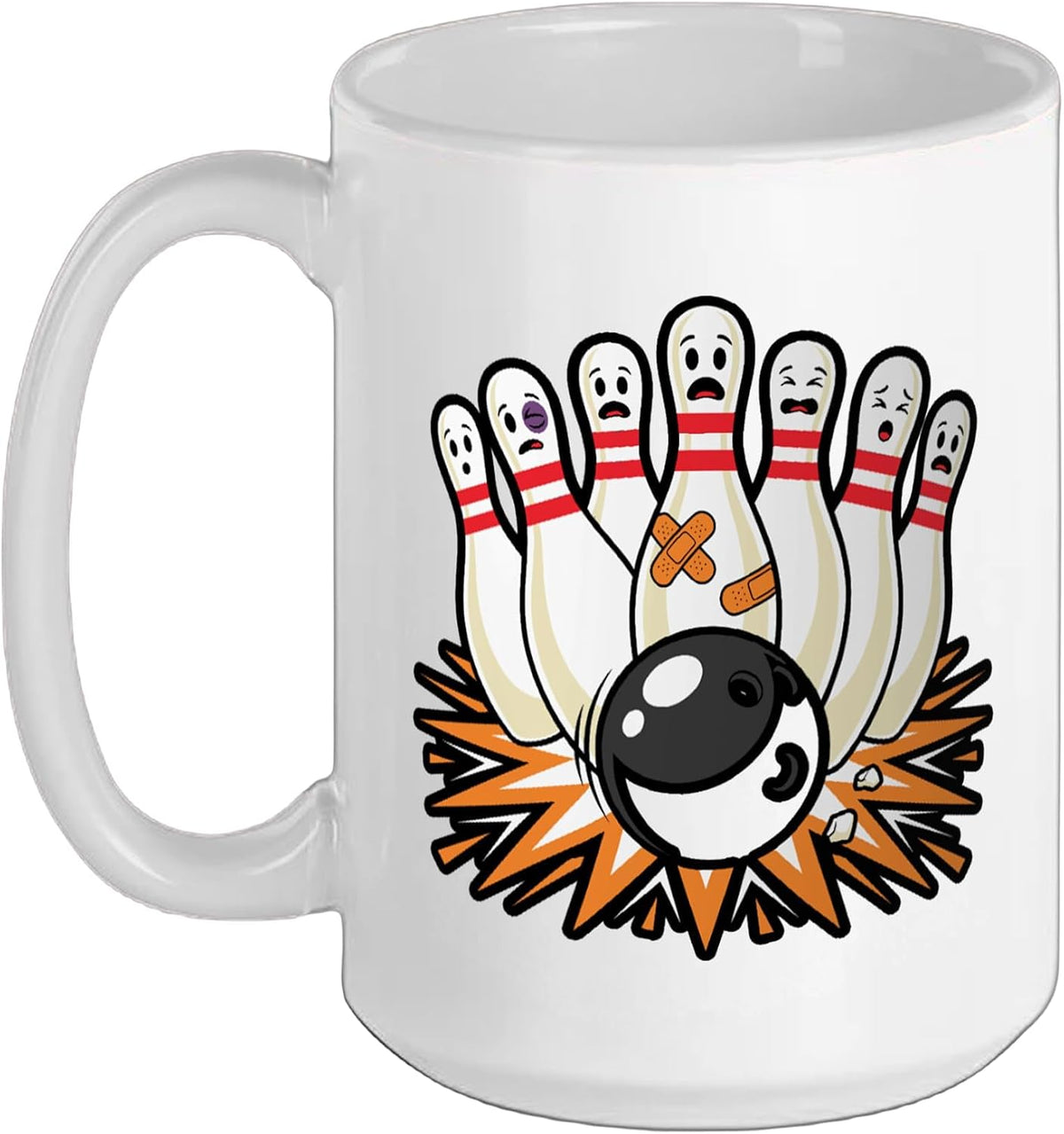 Scared Pins Funny Bowling Shirts Men & Women - On Back Ceramic Mug