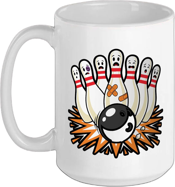 Scared Pins Funny Bowling Shirts Men & Women - On Back Ceramic Mug
