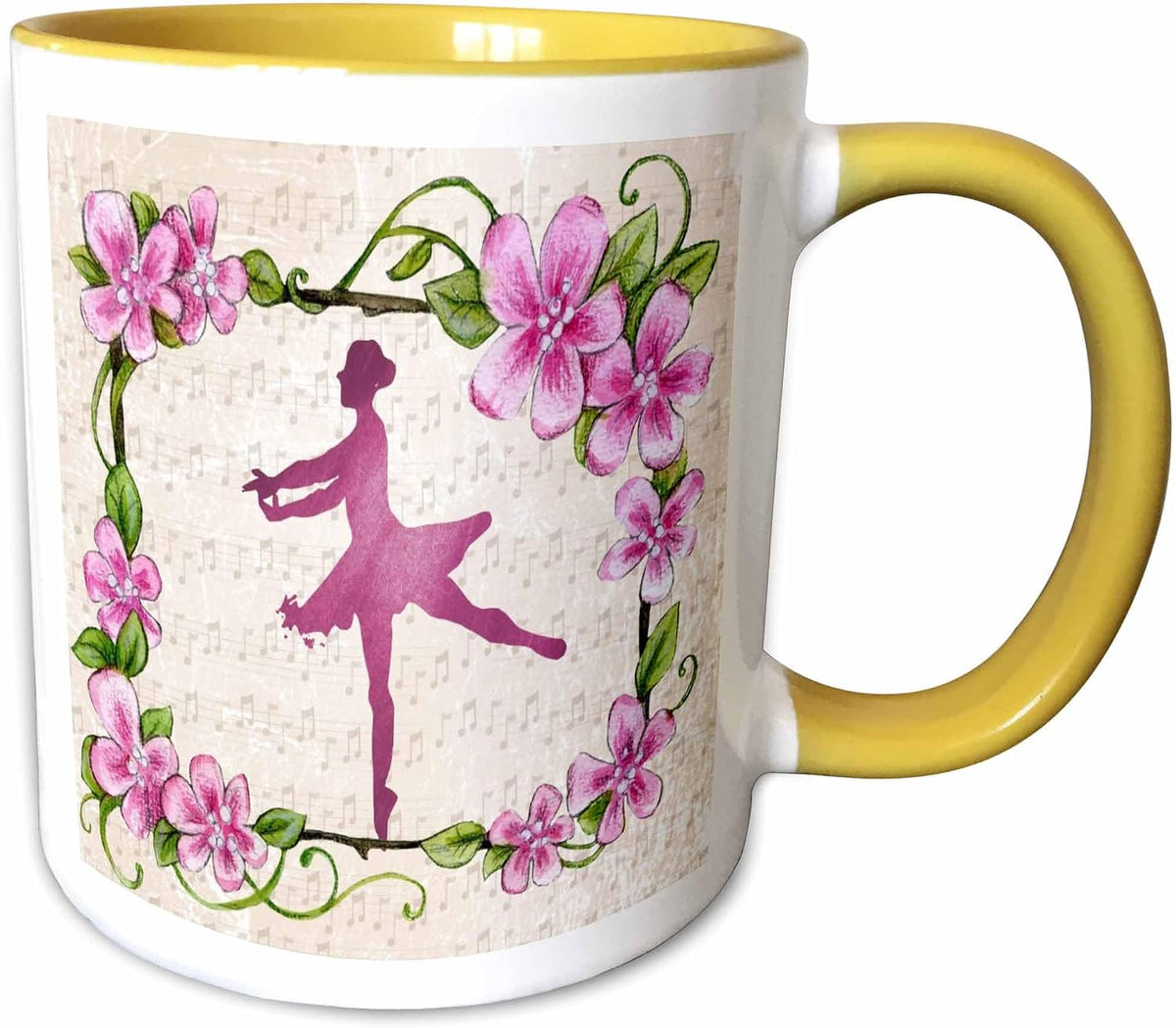 Vintage Ballerina Dances On Notes Ceramic Mug