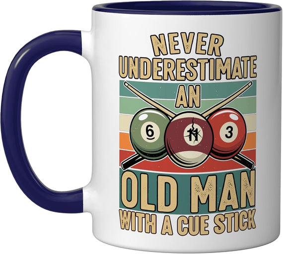 Never Underestimate An Old Man With A Cue Stick Retro Ceramic Mug