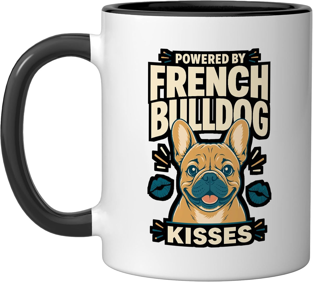 Powered By French Bulldog Kisses Cute Dog Ceramic Mug