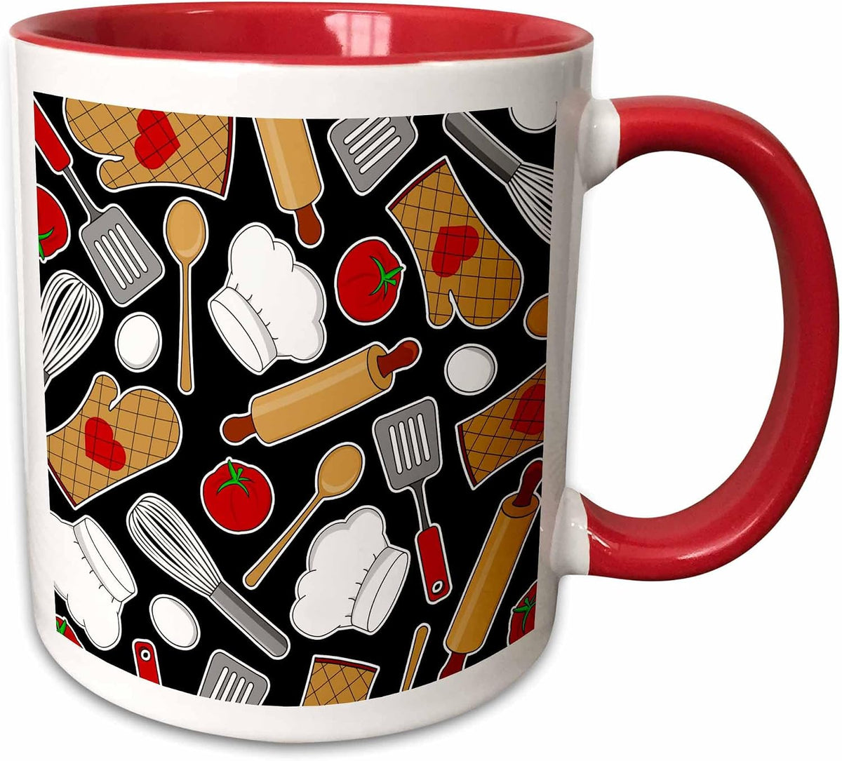 Cute Chef Or Cook Love Pattern In Black Ceramic Mug