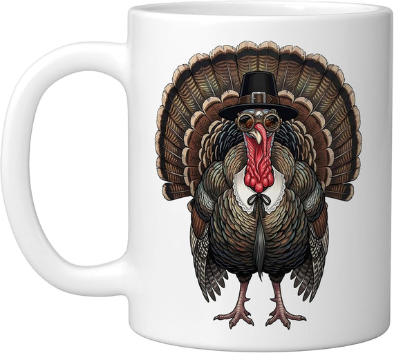 Pilgrim Turkey Vintage Steampunk Goggles Thanksgiving Ceramic Mug