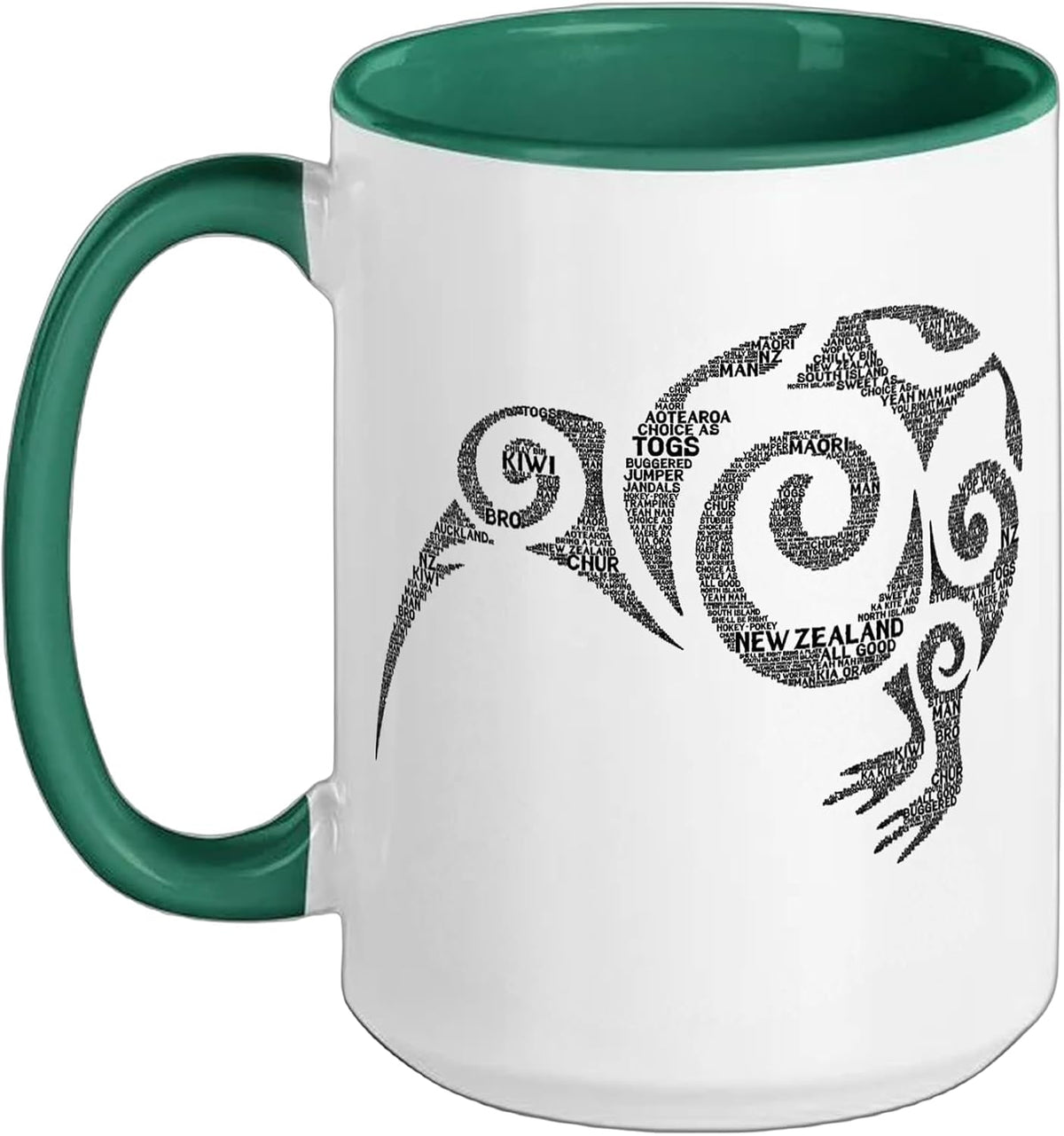 Nz Kiwi Maori Word Art Aotearoa Tribal Bird Icon New Ceramic Mug