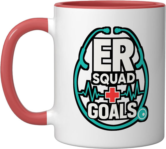 Er Squad Goals Nurse Doctor Stethoscope Heartbeat Ceramic Mug