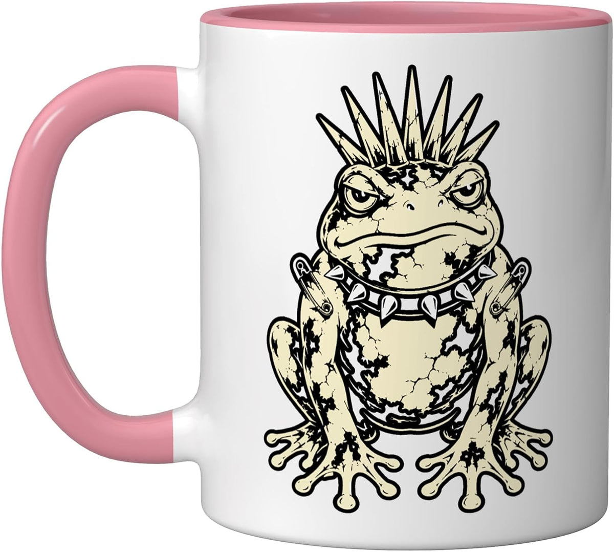 Punk Frog Mohawk Spiked Funny Grunge Lover Rock With Toad Ceramic Mug