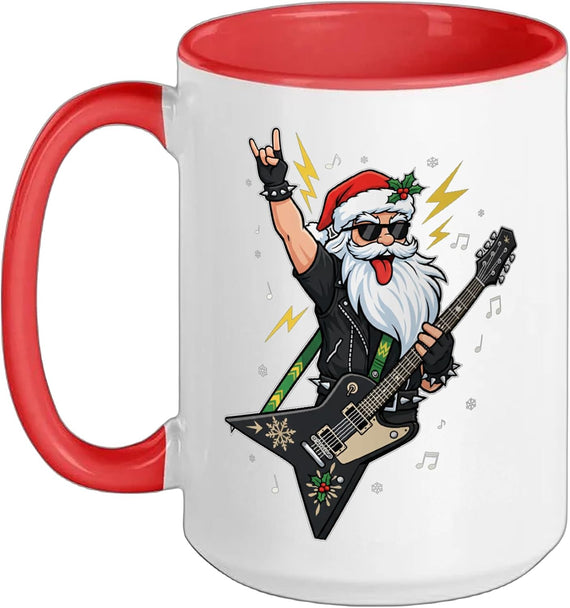 Rockin Santa Guitarist Christmas Kids Holiday Music Ceramic Mug