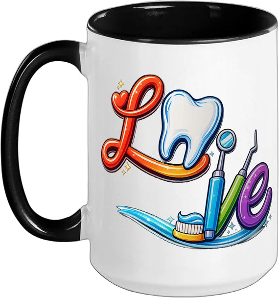 Love Dental Tools Tooth Art Ceramic Mug