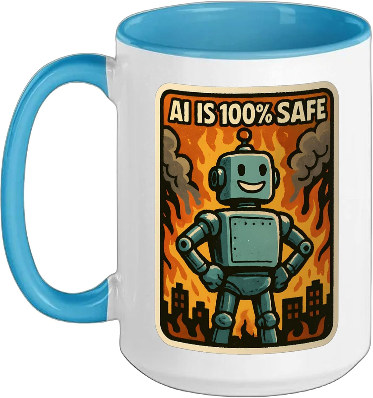 Ai Is 100% Safe Funny Sarcastic Anti Artificial Ceramic Mug
