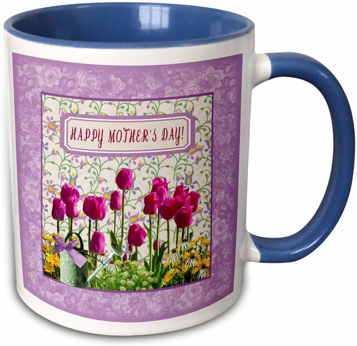 Mothers Day, Watering Can, Colorful Tulips Ceramic Mug