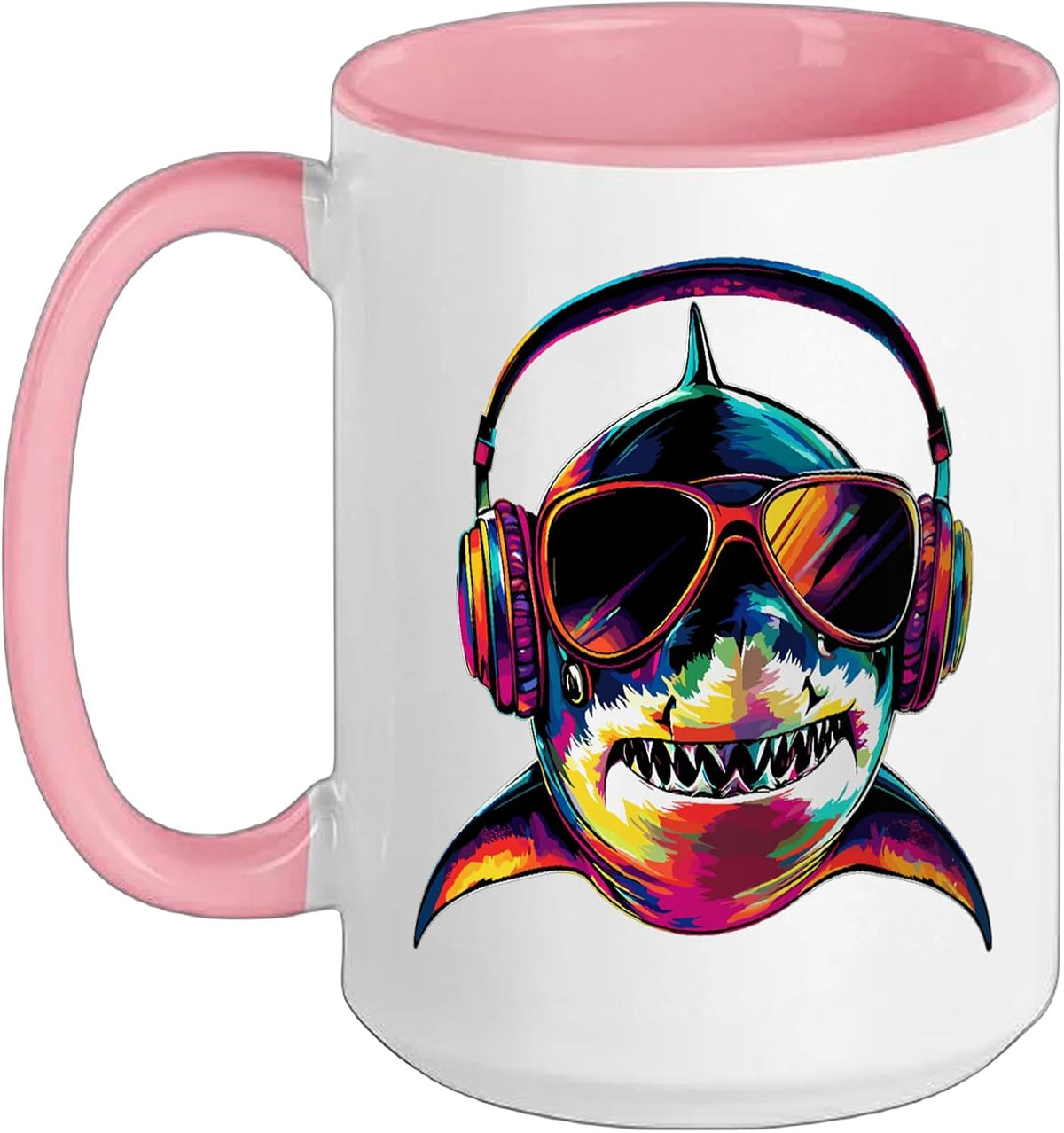 Colorful Dj Shark Headphones Beach Party Ceramic Mug