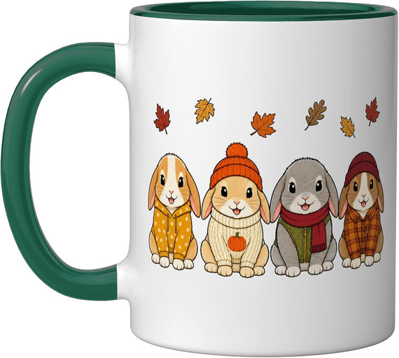 Holland Lop Rabbit Fall Autumn Season Pumpkin Bunny Ceramic Mug