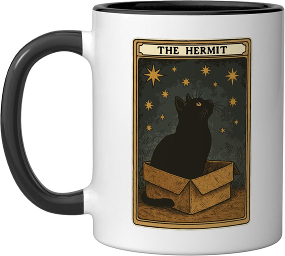 The Hermit Tarot Card Mystic Cat In Box Funny Cat Ceramic Mug