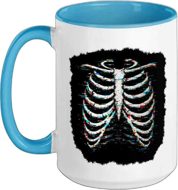 Glitchy Ribcage Art Anatomical Skeleton Cyberpunk Ceramic Mug