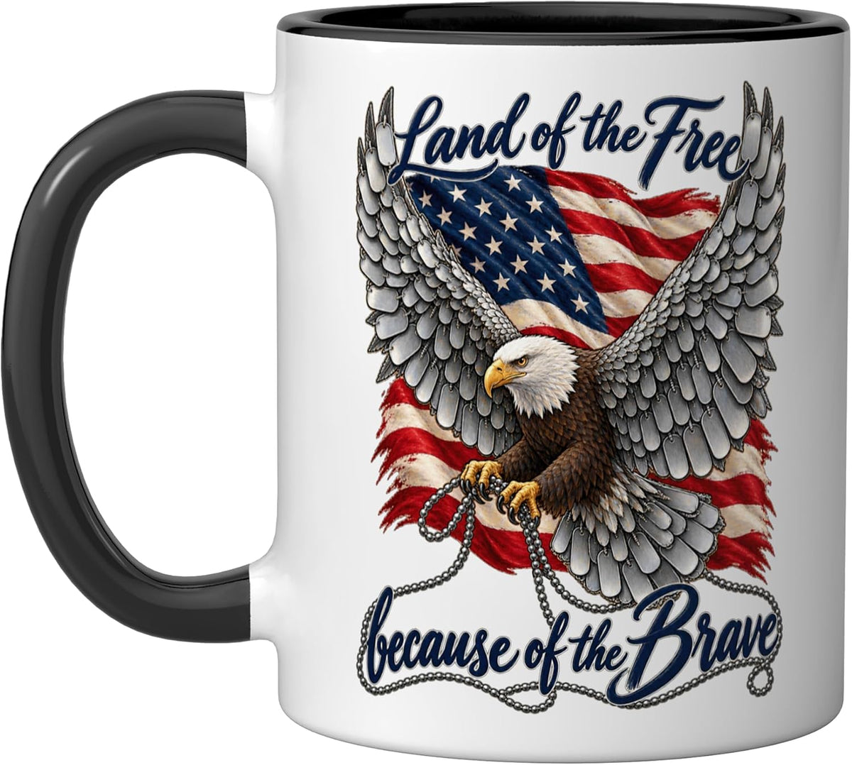 Land Of The Free Because Brave Bald Eagle Flag Veterans Ceramic Mug