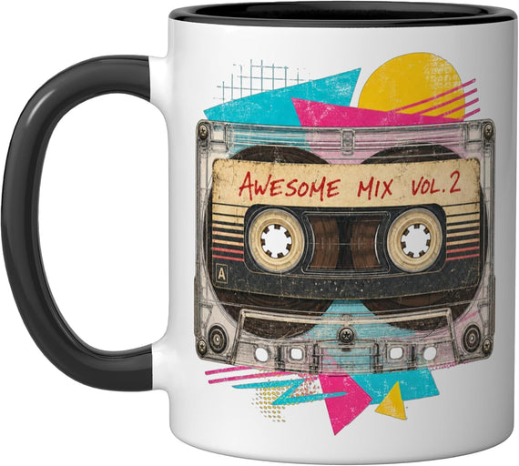 Awesome Mix Vol 2 Retro Cassette Tape 80s Music Ceramic Mug