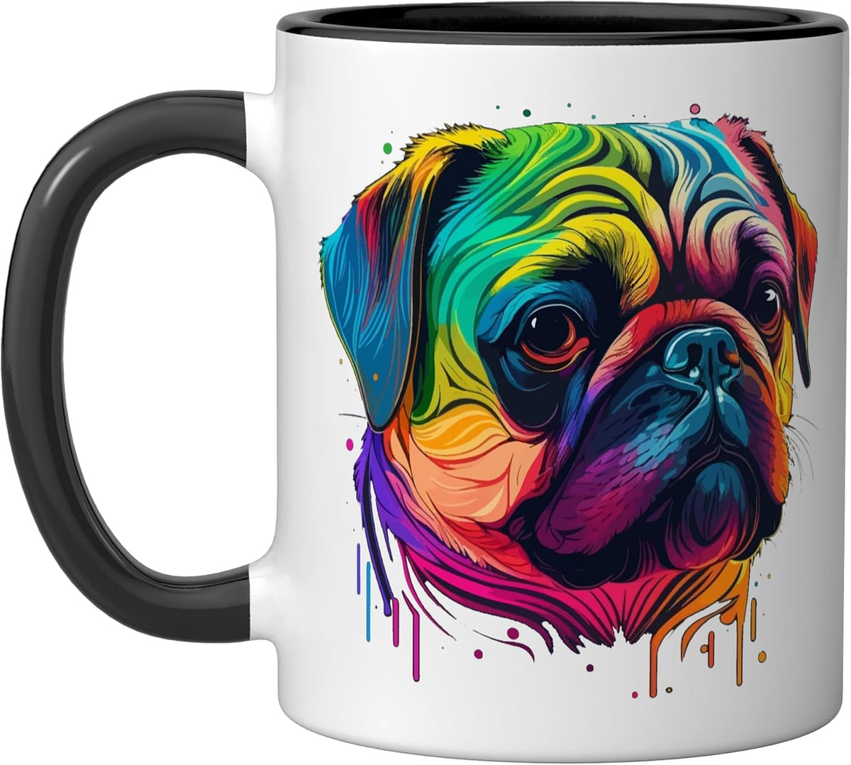 Pug Colorful Pop Art Splash Art Tie Dye Rainbow Ceramic Mug