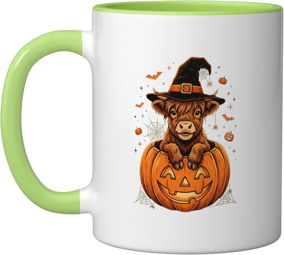 Halloween Highland Cow Pumpkin Spooky Season Costume Ceramic Mug